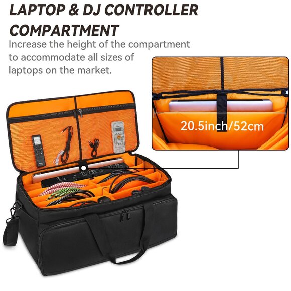 Black Gig Bag for DJ, Musicians, Photography - Cable Filing Organization - Picture 3 of 7